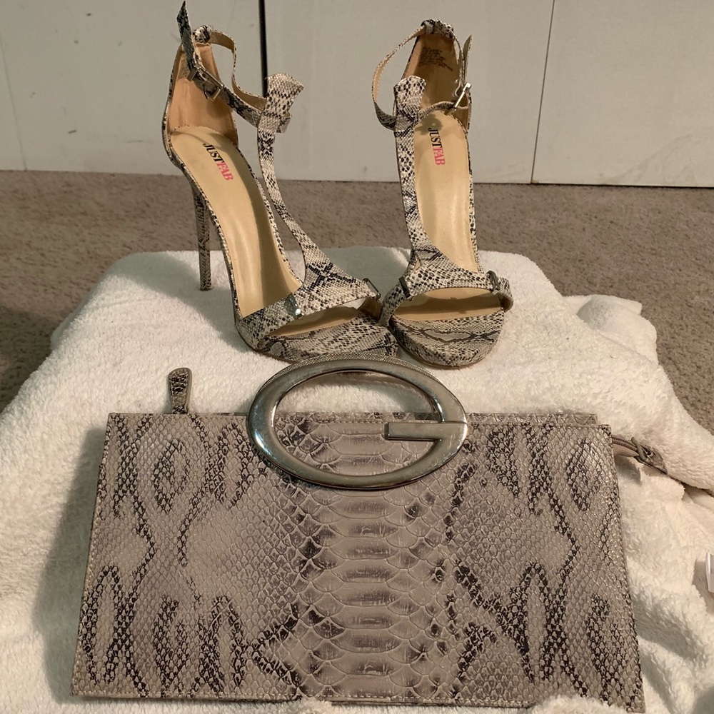 Animal Print Sandal 5” heel with clutch purse